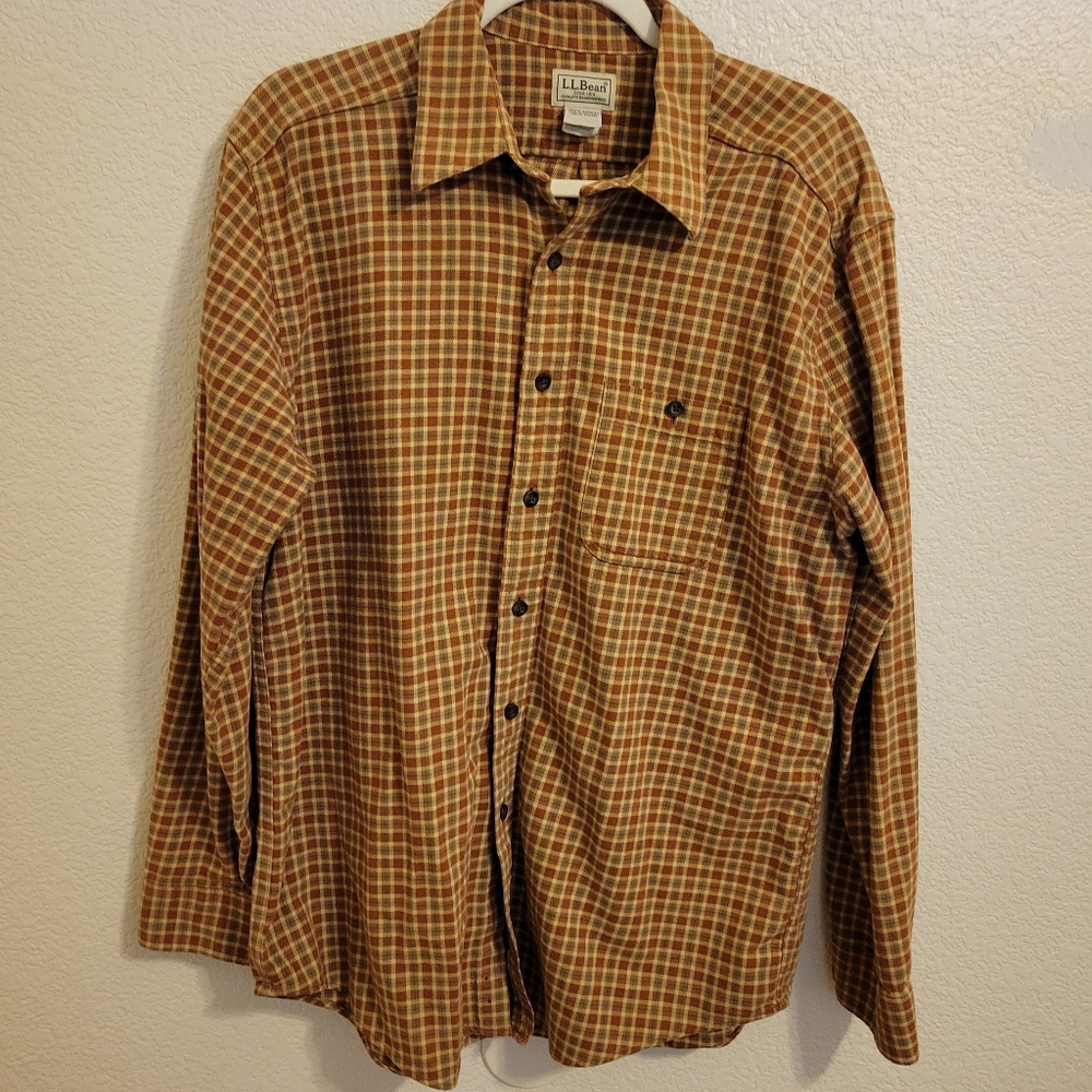 L.L. Bean Men's Brown Checkered Shirt